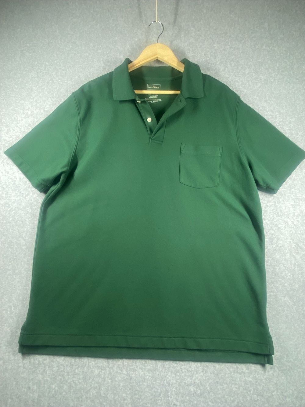 LL Bean Polo Shirt men’s XL Reg Green short sleeve traditional fit 100% Cotton